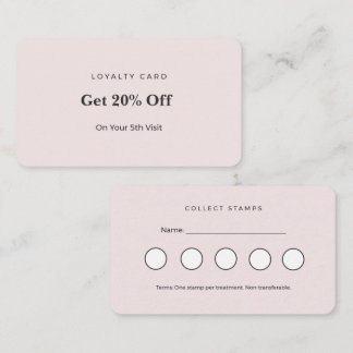 Pink Minimalist Esthetician Loyalty Punch Card