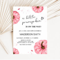 Pink Minimalist Fall Pumpkin Baby Shower Invitation