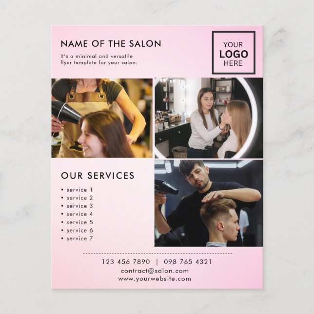 Pink Minimalist Marketing Flyer for Salon (Front)