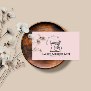 Pink minimalist modern design for bakery business card