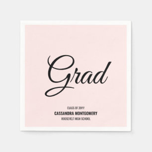 Pink Minimalist Modern Graduation Party Napkins