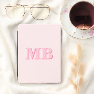 Pink Minimalist Modern Initial Monogram Kindle Cover