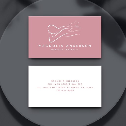 Customizable Pink Minimalist Modern | Massage Therapist Business Card