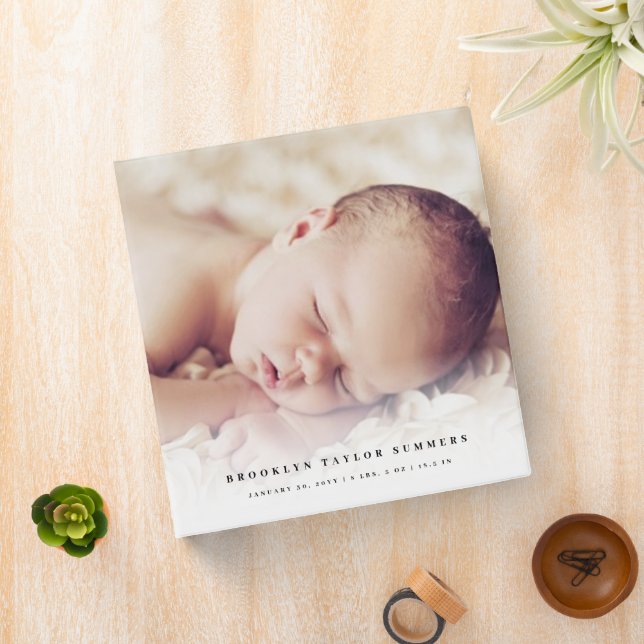 Pink Minimalist Modern New Baby's First Year Photo 3 Ring Binder (In Situ)