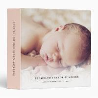 Pink Minimalist Modern New Baby's First Year Photo 3 Ring Binder