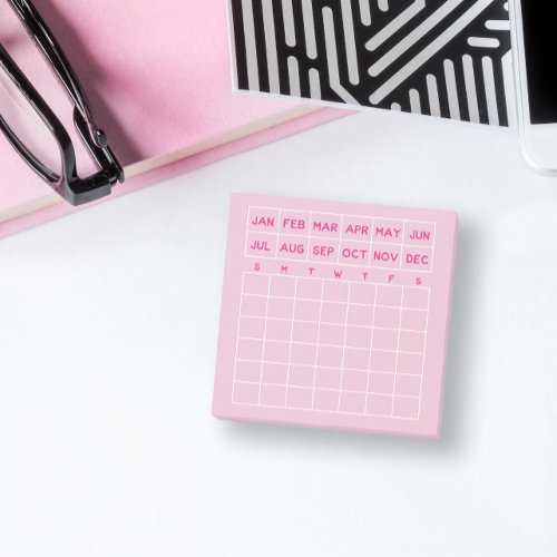 Pink Minimalist Monthly Planner Mini Calendar Post_it Notes