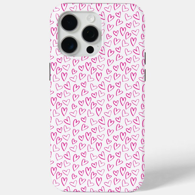 Pink Minimalist Pattern Hearts Valentine's Day  Case-Mate iPhone Case (Back)