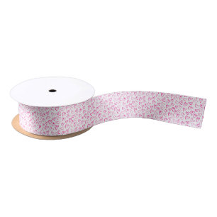 Pink Minimalist Pattern Hearts Valentine's Day Satin Ribbon