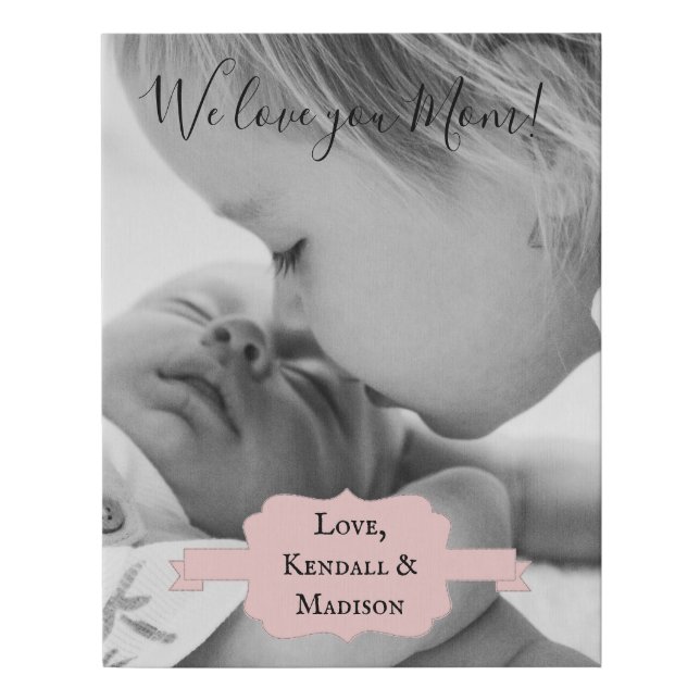 Pink Minimalist Photo Faux Canvas Print (Front)