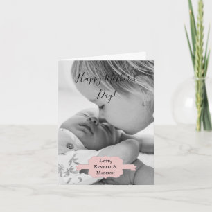 Pink Minimalist Photo Mother's Day Card