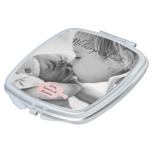 Pink Minimalist Photo Mother's Day Compact Mirror
