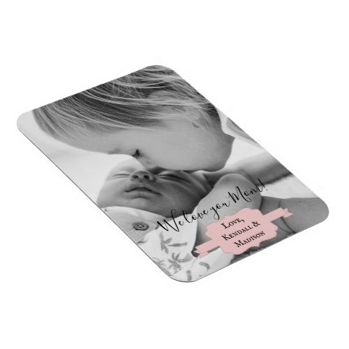 Pink Minimalist Photo Mothers Day Magnet