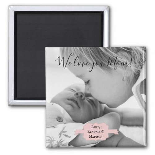Pink Minimalist Photo Mothers Day Magnet