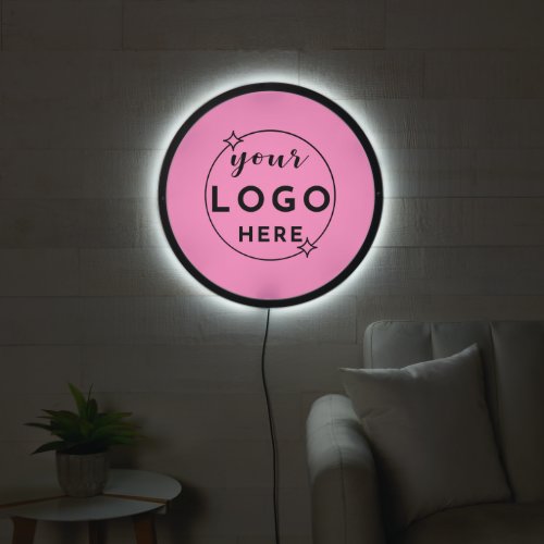 Pink Minimalist Professional Business Logo Beige LED Sign