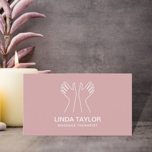 Pink Minimalist Professional Massage Therapist  Business Card