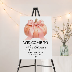 Pink Minimalist Pumpkin Baby Shower Welcome Sign