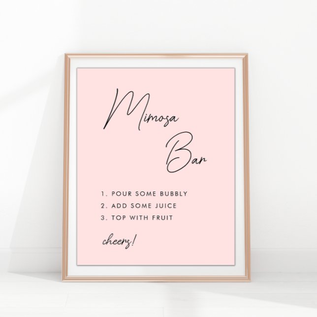 Pink Minimalist Script Bridal Shower Mimosa Bar Poster (Creator Uploaded)