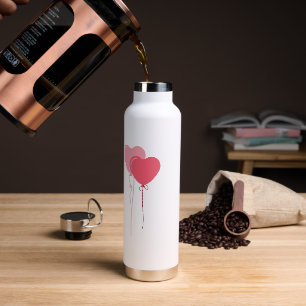 Pink Minimalist Valentine's Day Text Water Bottle