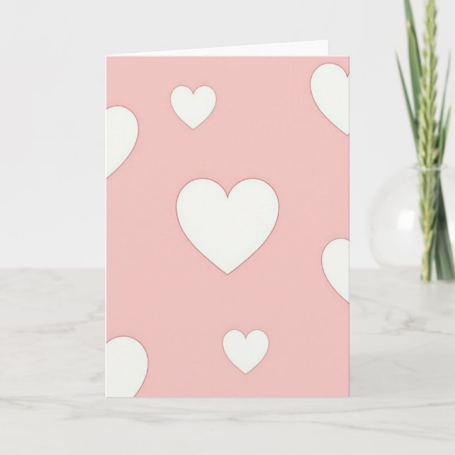 Pink Minimalist Valentines For Her Card (Front)