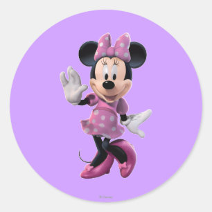 Pink Minnie Cute Pose Classic Round Sticker