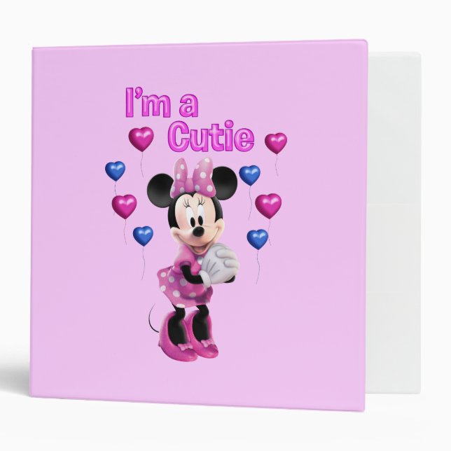 Pink Minnie | Cutie with Hearts 3 Ring Binder (Front/Inside)