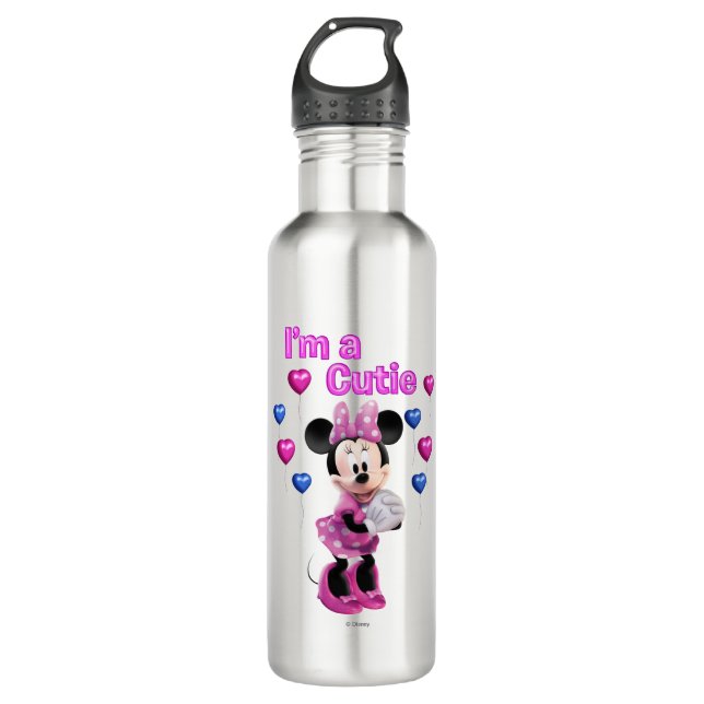 Pink Minnie | Cutie with Hearts Water Bottle (Front)
