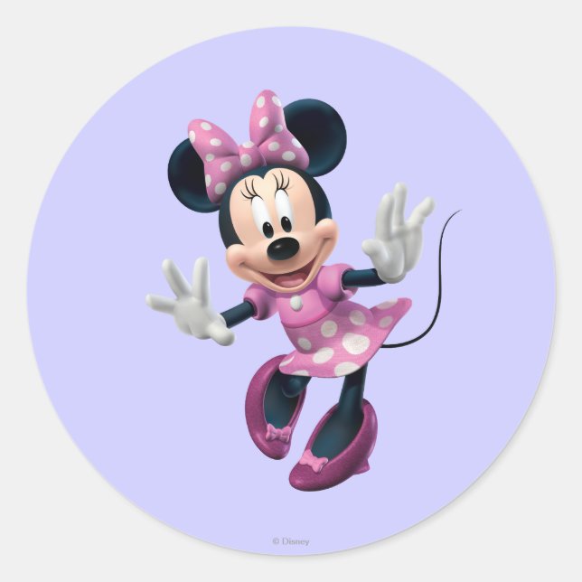 Pink Minnie | Hands Out Classic Round Sticker (Front)