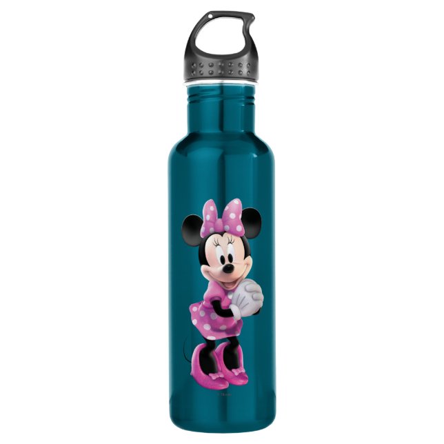 Pink Minnie | Hands Together Stainless Steel Water Bottle (Front)