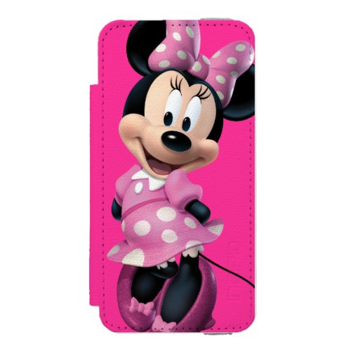 Pink Minnie  Head Outline in Background iPhone SE55s Wallet Case