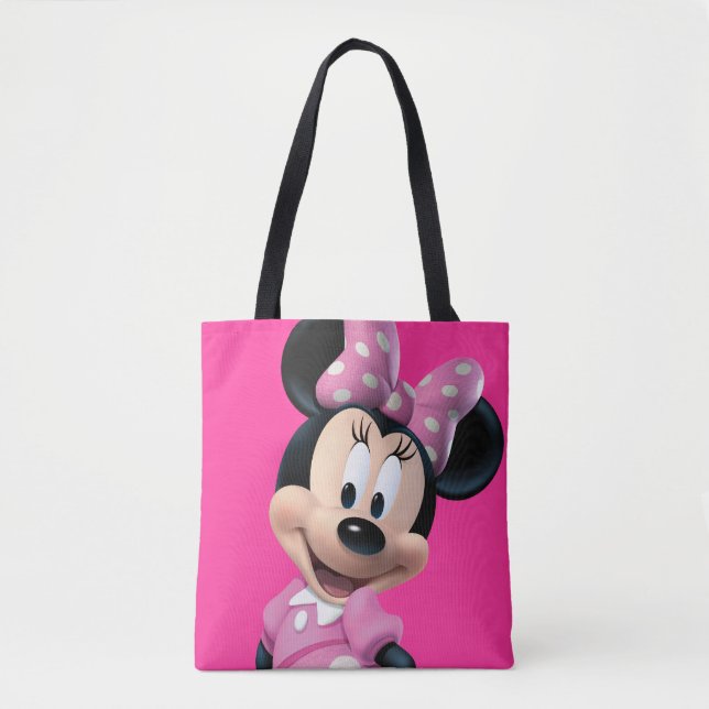 Pink Minnie | Head Outline in Background Tote Bag (Front)