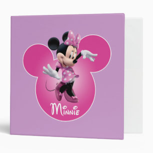 Pink Minnie   Mickey Head Icon 3 Ring Binder