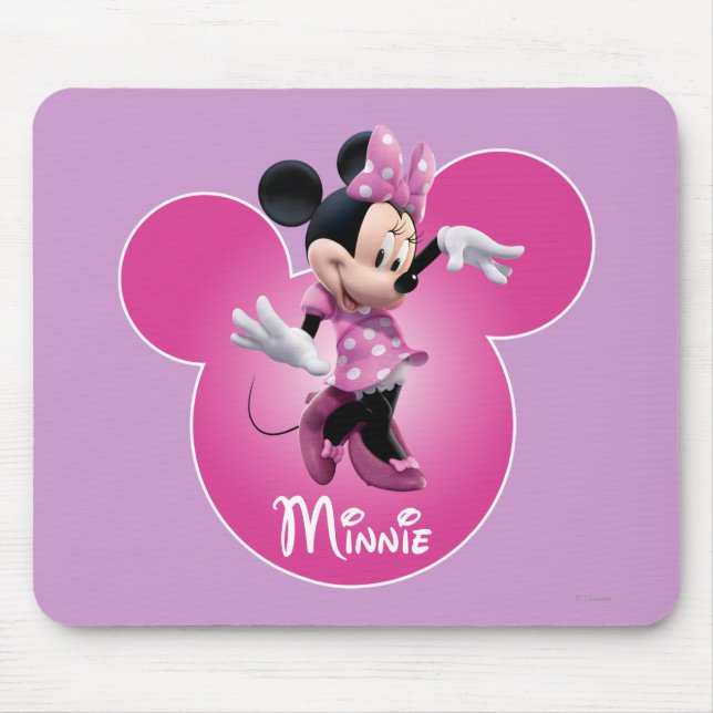 Pink Minnie | Mickey Head Icon Mouse Pad (Front)