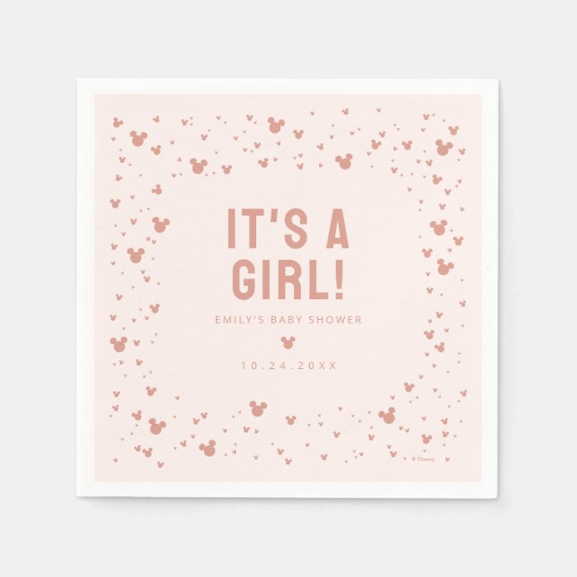 Pink Minnie Mouse Confetti Baby Shower Napkins (Front)