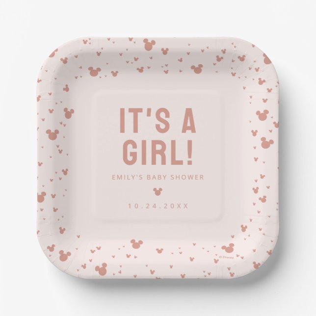 Pink Minnie Mouse Confetti Baby Shower Paper Plates (Front)