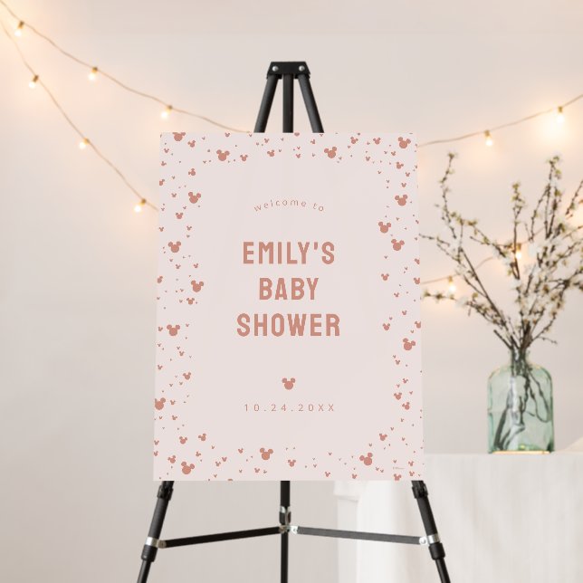 Pink Minnie Mouse Confetti Baby Shower Welcome Foam Board (In Situ (Stand))