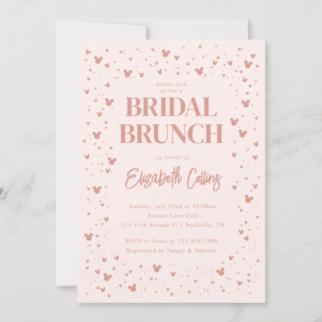 Pink Minnie Mouse Confetti | Bridal Brunch Invitation (Front)