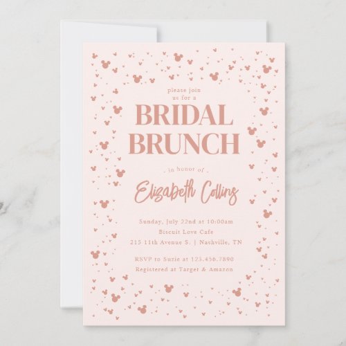 Pink Minnie Mouse Confetti  Bridal Brunch Invitation