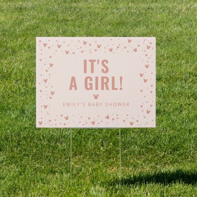 Pink Minnie Mouse Confetti Girl Baby Shower Sign (Insitu)