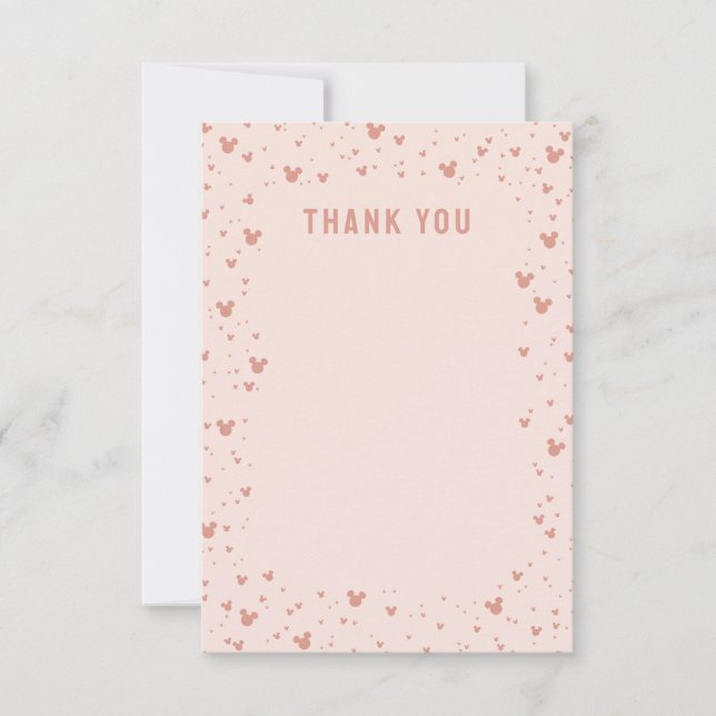 Pink Minnie Mouse Confetti Girl's Baby Shower Thank You Card (Front)