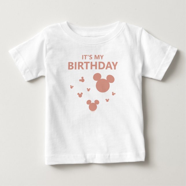 Pink Minnie Mouse Confetti Girl's First Birthday Baby T-Shirt (Front)