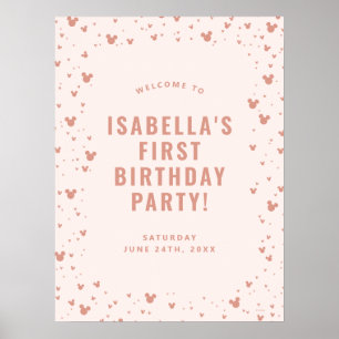 Pink Minnie Mouse Confetti Girl's First Birthday Poster