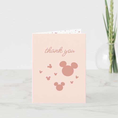 Pink Minnie Mouse Confetti Girls First Birthday Thank You Card