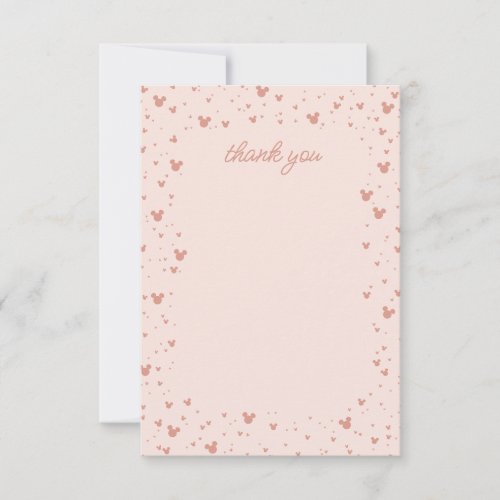 Pink Minnie Mouse Confetti Girls First Birthday Thank You Card