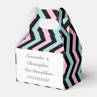 Pink mint and greystripe chevron wedding favor boxes