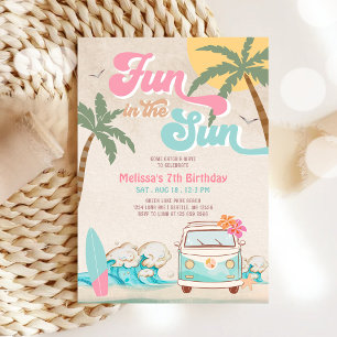 Pink Mint Aqua Girl Fun In The Sun Birthday Invitation