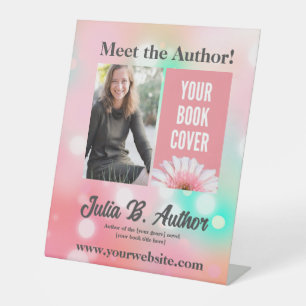 Pink & Mint Author Book Signing or Book Launch  Pedestal Sign