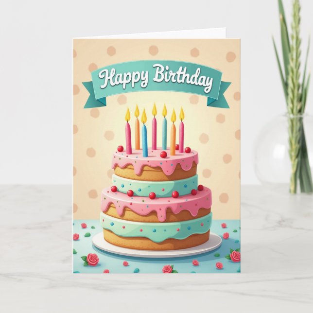 Pink Mint Birthday Card (Front)