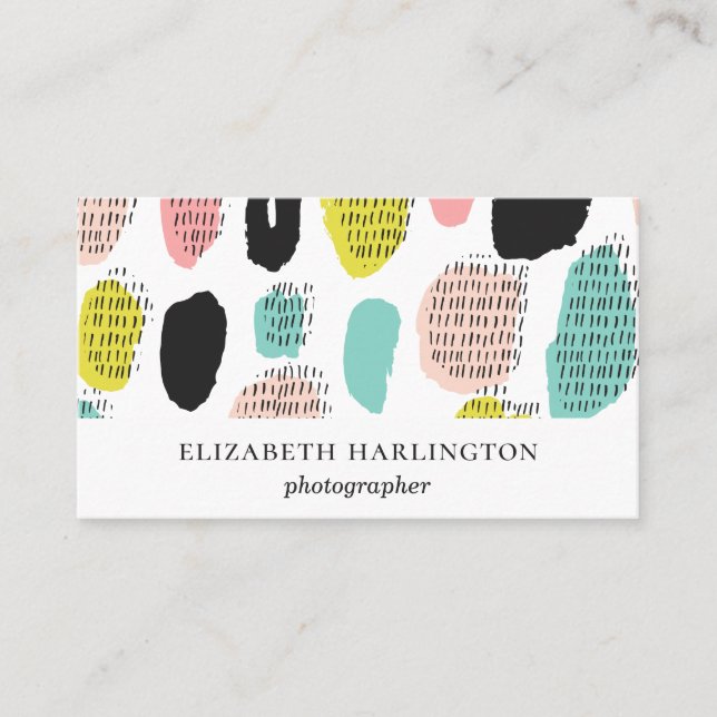 Pink mint black brush strokes. Modern professional Business Card (Front)