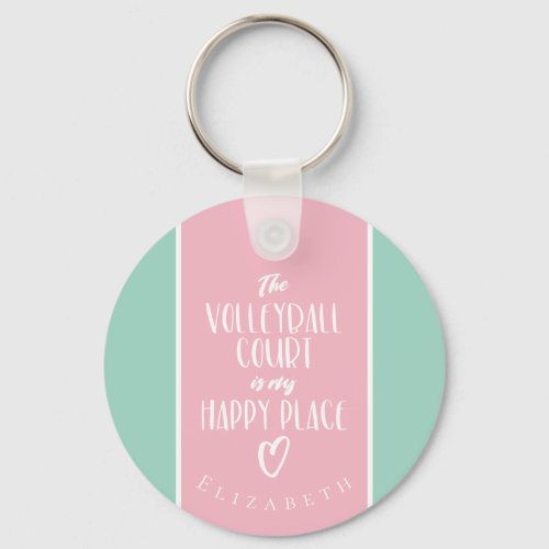 pink mint girls' volleyball keychain w name