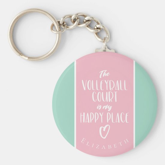 pink mint girls' volleyball keychain w name